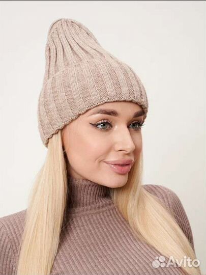 Шапка бини тыковка бежевая весна