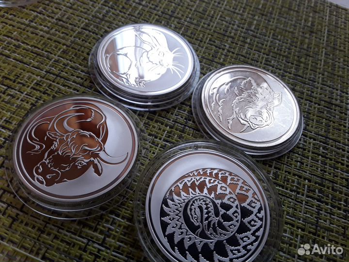 Монета 3 рубля серебряная Кролик