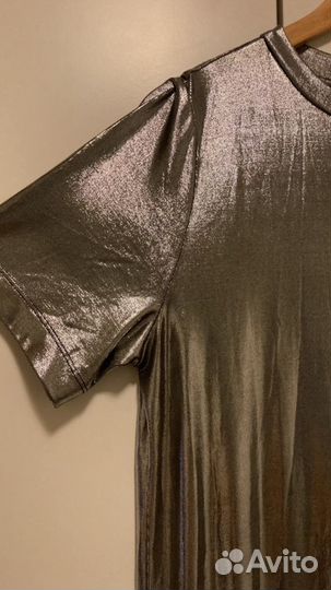 Платье серебряное металлик