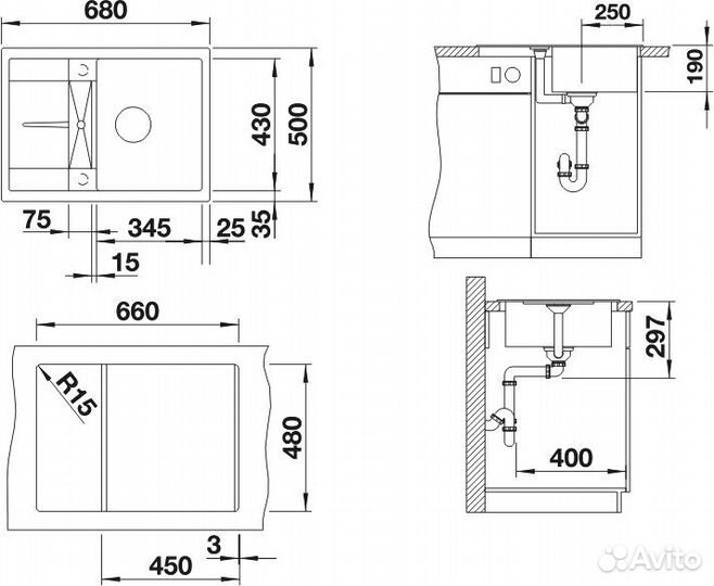 Мойка кухонная Blanco Metra 45S Compact 520570 же