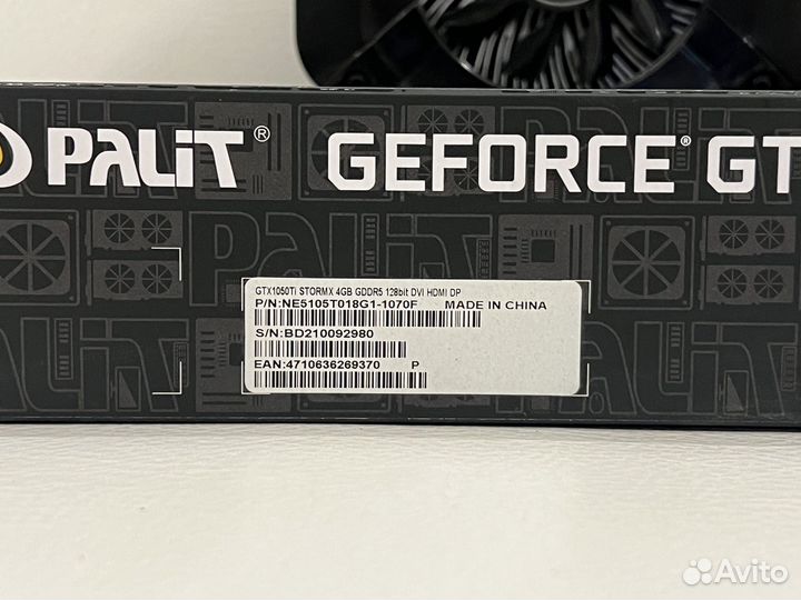 Видеокарта Palit GeForce GTX 1050 Ti StormX 4GB