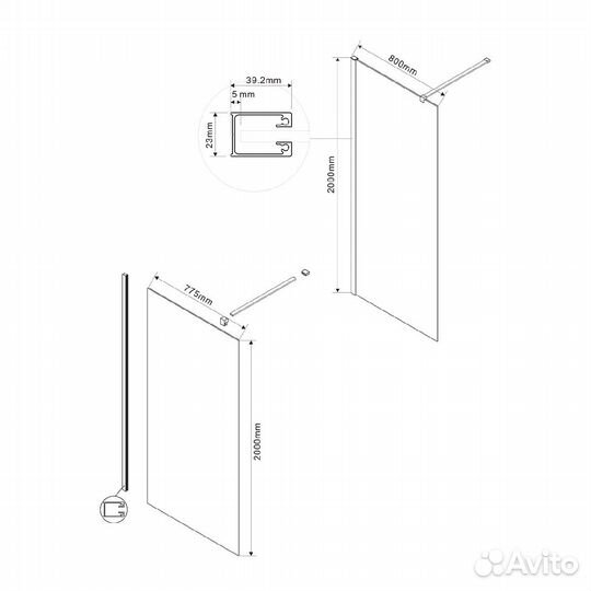 Vincea VSW-1H800CLG Душевая перегородка