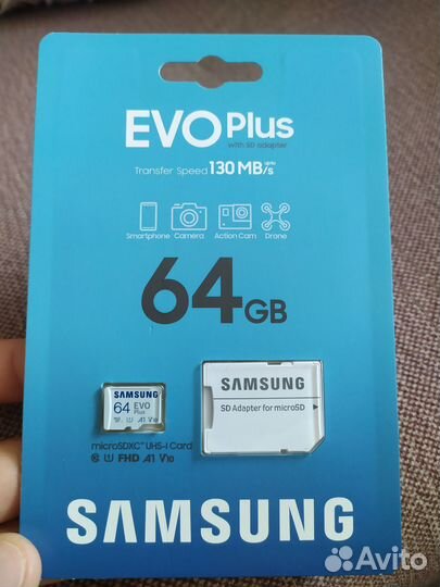 Карта памяти MIcro SD 64 GB samsung EVO plus