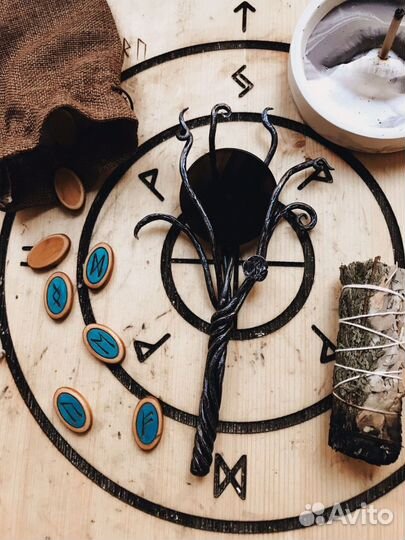 Кованое зеркало, обсидиан, ритуальное, магическое