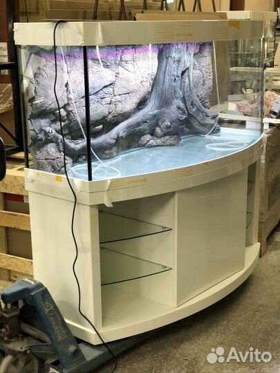 Панорамный аквариум 600 литров в белом акриле