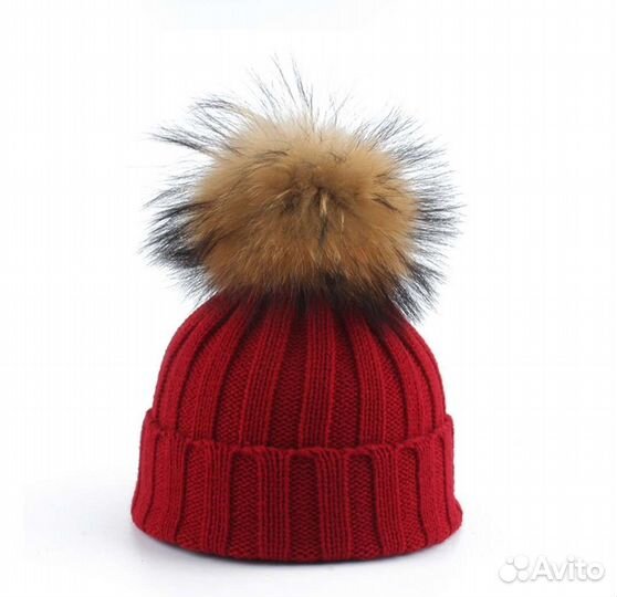 Шапка с мех.помпоном детская 48-53см