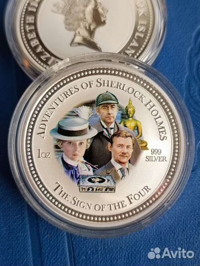 Шерлок Холмс 2 доллара 2007 Острова Кука Серебро