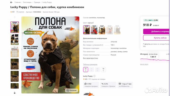 Куртка комбинезон для собак