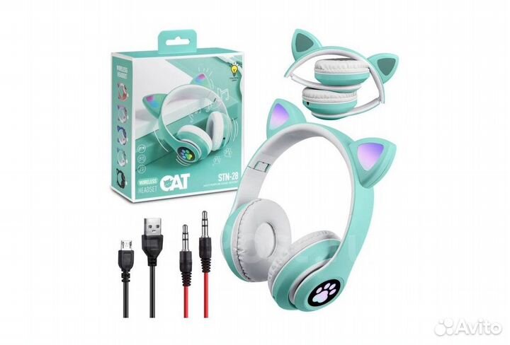 Наушники блютус с кошачьими ушками