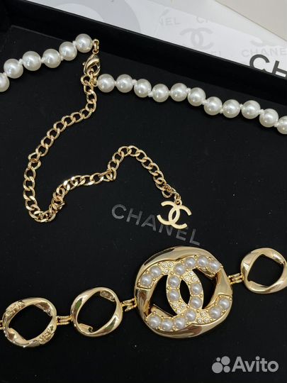 Пояс цепь с бусами chanel