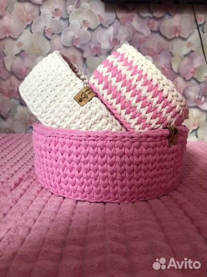 Корзинка из трикотажной пряжи