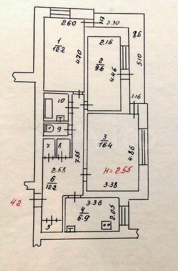 3-к. квартира, 66 м², 6/14 эт.