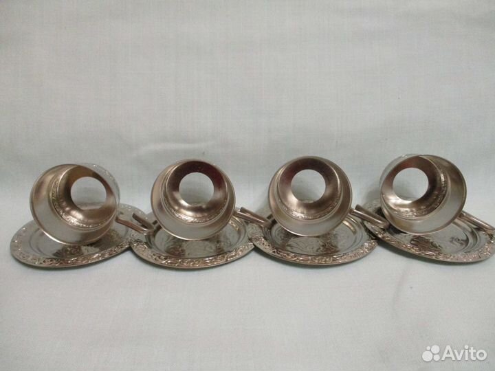 Набор -подстаканники с тарелочками (мельхиор) 1982