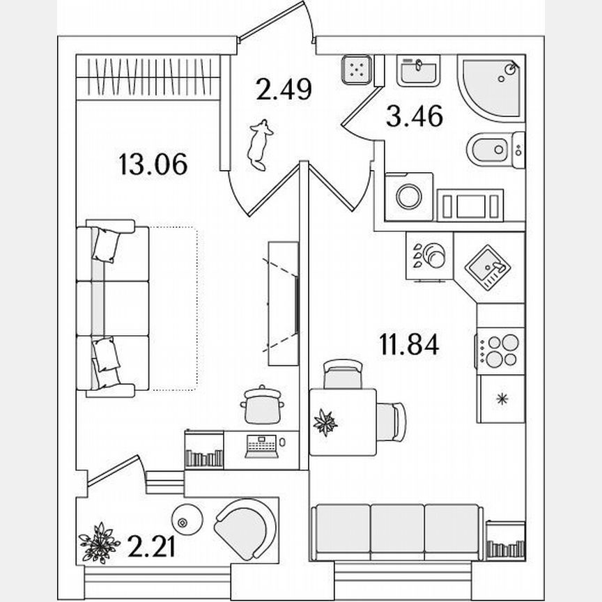 1-к. квартира, 32 м², 13/13 эт.
