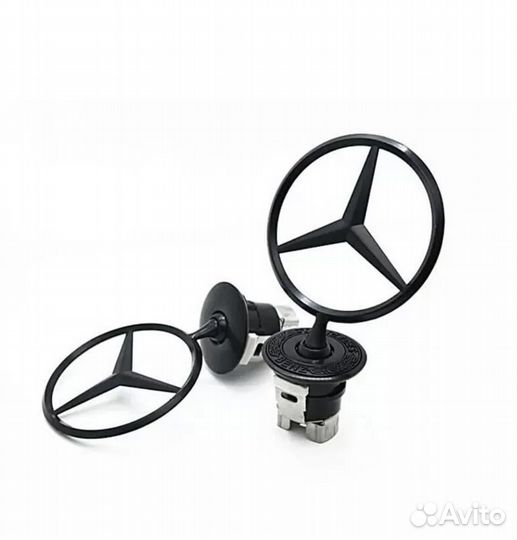 Эмблема Mercedes звезда прицел капота черный
