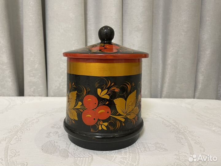 Деревянная шкатулка, банка хохлома