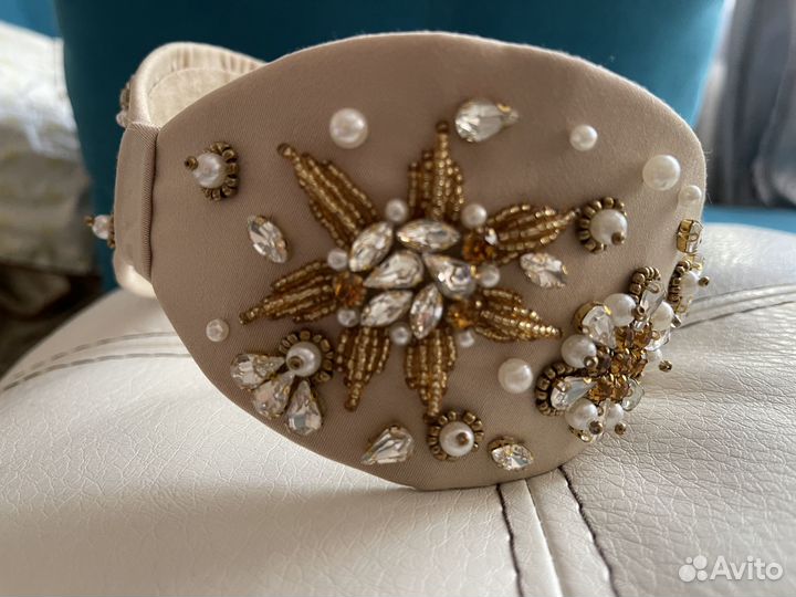 Ободок из стекляруса, камней и страз Ручная Работа