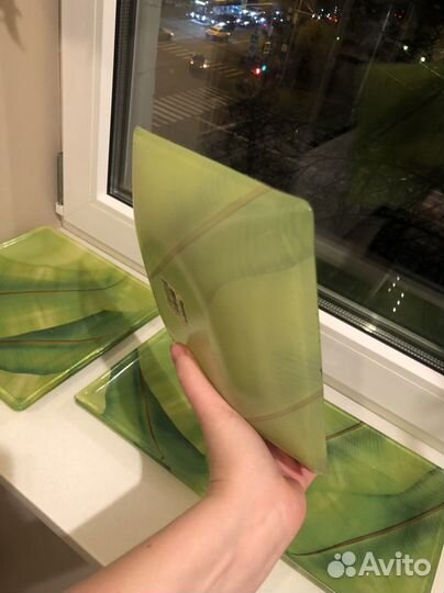 Тарелки квадратные зеленые Luminarc