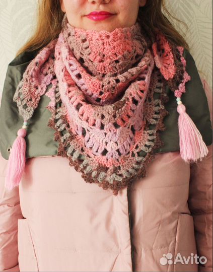 Бактус, шарф, платок женский новый (Розовые мечты)