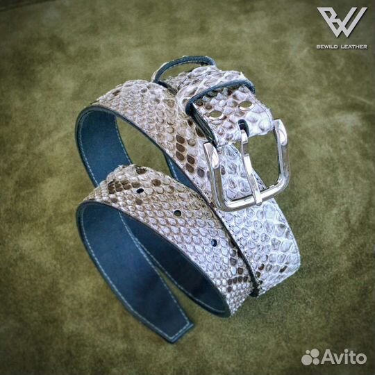 Ремень кожаный премиум из кожи натурального питона