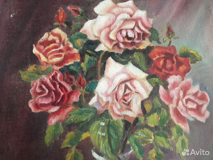 Букет розовых роз, масло, 1955 год