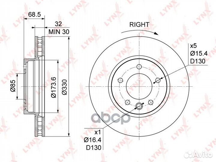 Диск тормозной пер R (330X32) VW touareg(7L/P)