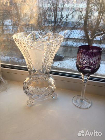 Хрустальная ваза и бокал Германия