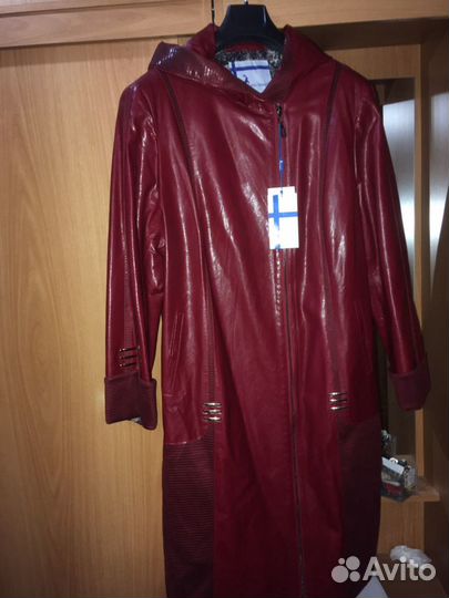 Кожаный плащ женский новый