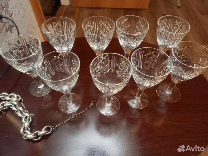 Бокалы для вина хрусталь 9 штук