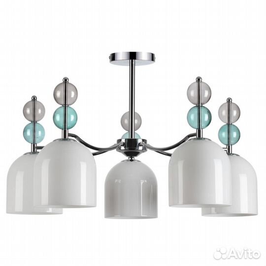 Люстра металл и стекло в спальню модерн