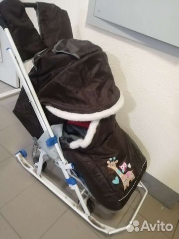 Детские санки коляска с колесами