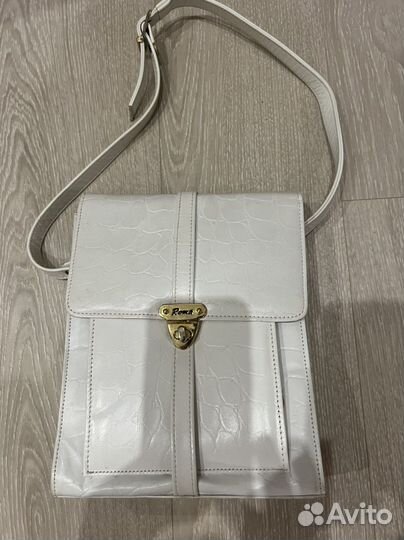 Сумка кожаная, цвет белый, молочный