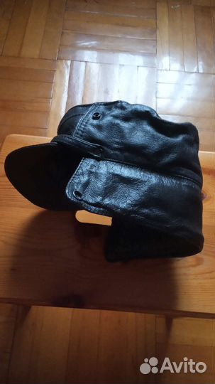 Кепка кожаная зимняя утепленная на меху classic