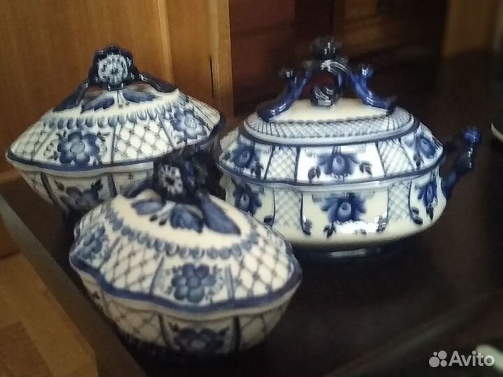 Шкатулка(Сахарница) гжель цена за 3 шт