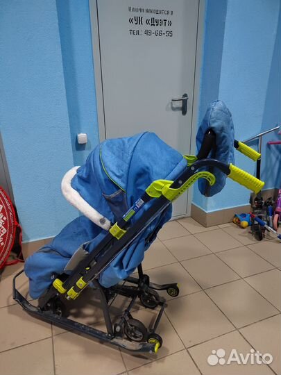 Детские санки коляска с колесами бу