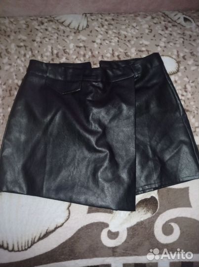 Кожаная юбка шорты