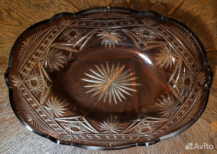 Ваза для фруктов и конфет цветной хрусталь