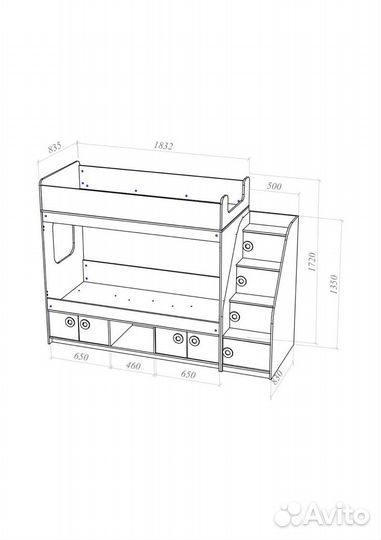 Кровать двухъярусная Асоль+ лестница комод
