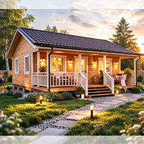 Дачный дом 48 м² с террасой Проект «Ангара»