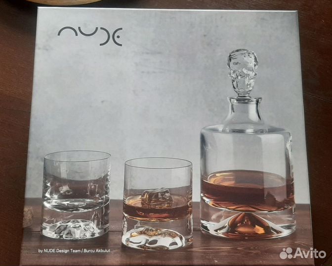 Набор: графин и 2 бокала для виски Nude Glass