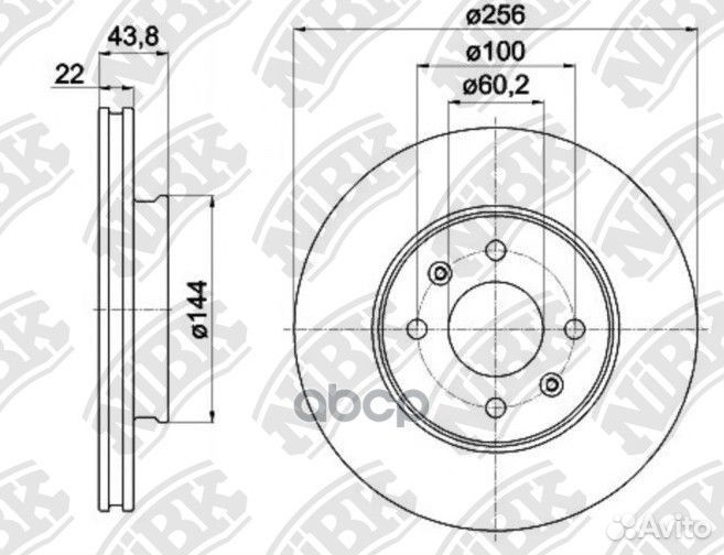 Диск тормозной передний NiBK RN11002 Толщина-22