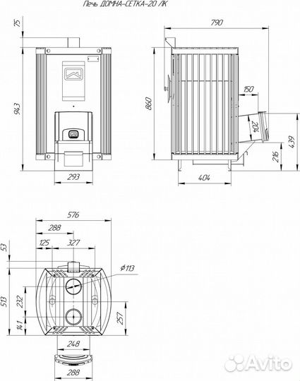 Печь для бани Домна-сетка 20 лк Теплодар