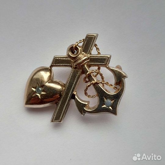 Антикварная брошь Вера Надежда Любовь
