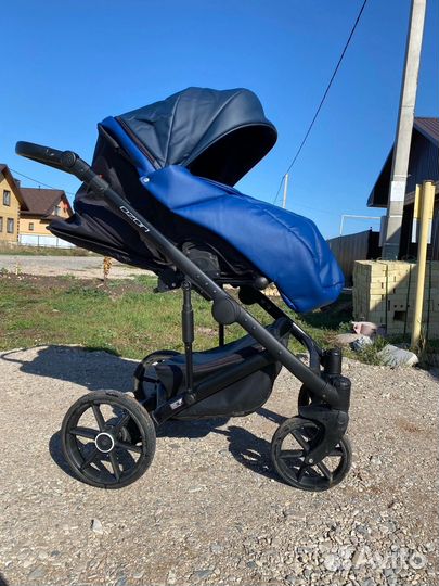 Коляска 2в1 Riko Basic Ozon, 01 (графит-синий)