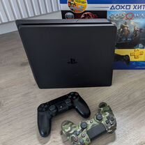 Sony playstation 4 slim 1tb + 2 геймпада + игры