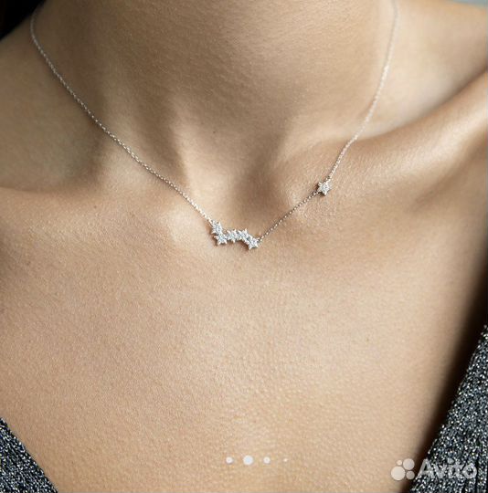 Серебряное колье со звёздами