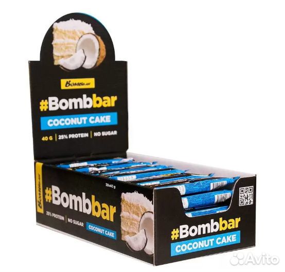 Протеиновый батончик Bombba, упаковка 30шт по 40гр
