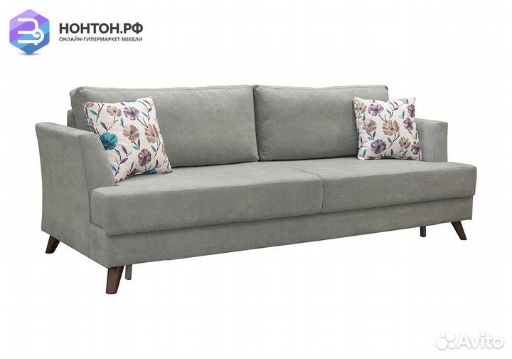 Диван тик-так Дамаск серый / вьюнки