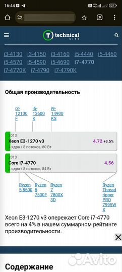 Процессор xeon e3 1270v3 (мощнее чем i7 4770)