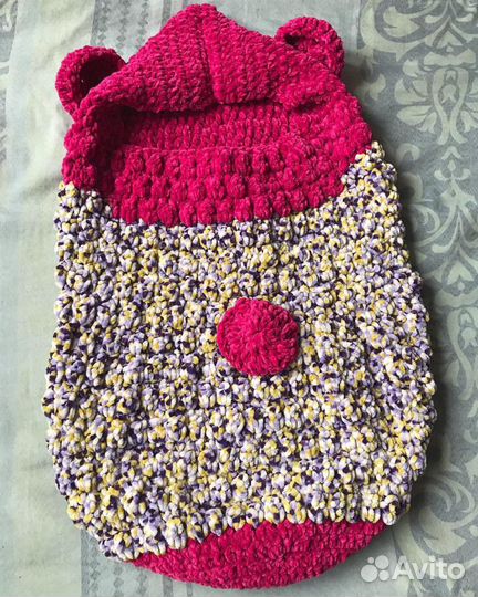 Детский кокон-конверт из плюшевой пряжи, новый